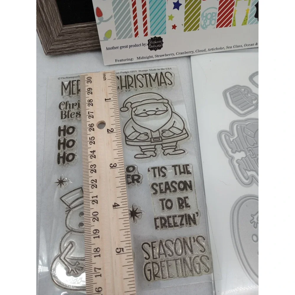 The Stamps of Life Paper Stamps Dies Christmas Santa Snowman Pudgies HSN